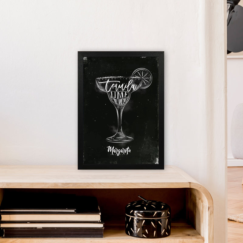 Margarita Cocktail Black  Art Print by Pixy Paper A3 White Frame