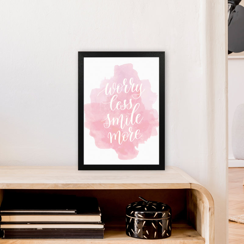 Worry Less Smile More  Art Print by Pixy Paper A3 White Frame