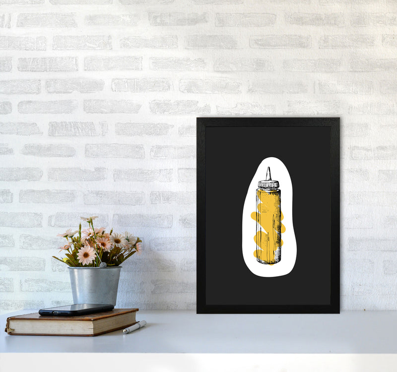 Kitchen Pop Mustard Off Black Art Print by Pixy Paper A3 White Frame