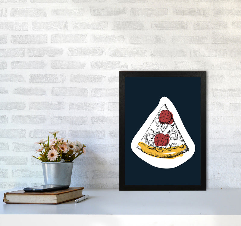 Kitchen Pop Pizza Navy Art Print by Pixy Paper A3 White Frame