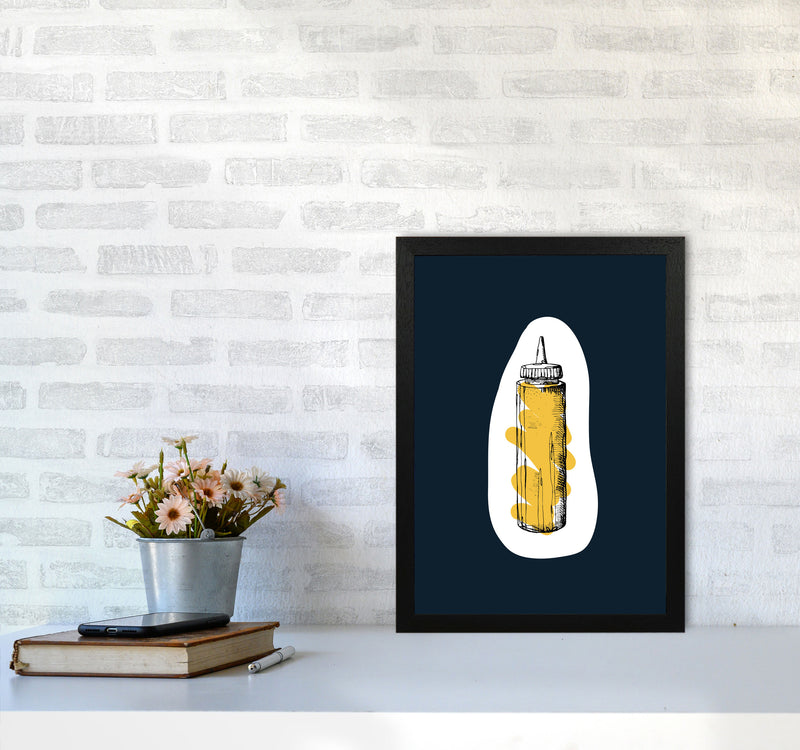 Kitchen Pop Mustard Navy Art Print by Pixy Paper A3 White Frame