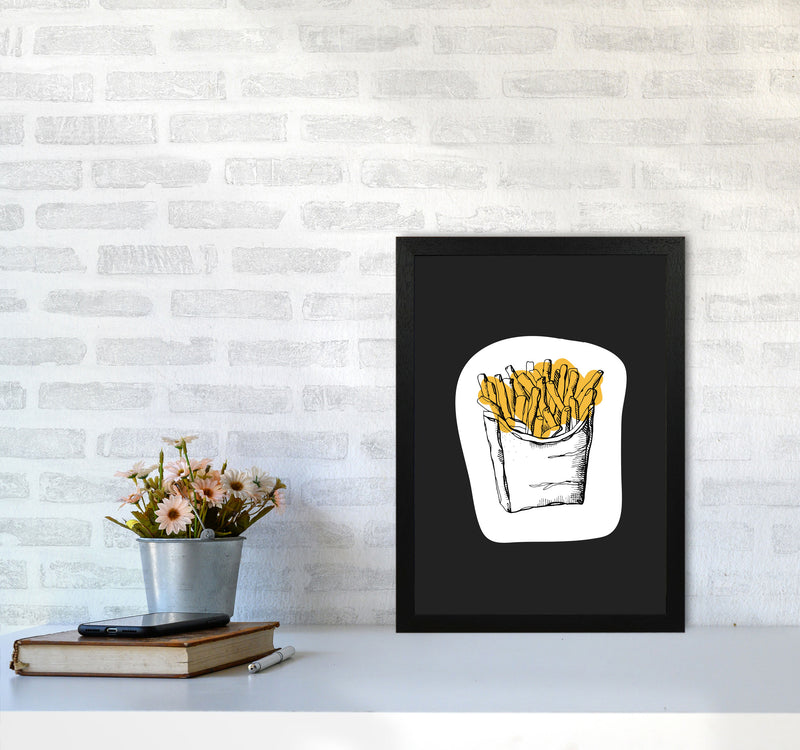Kitchen Pop Fries Off Black Art Print by Pixy Paper A3 White Frame