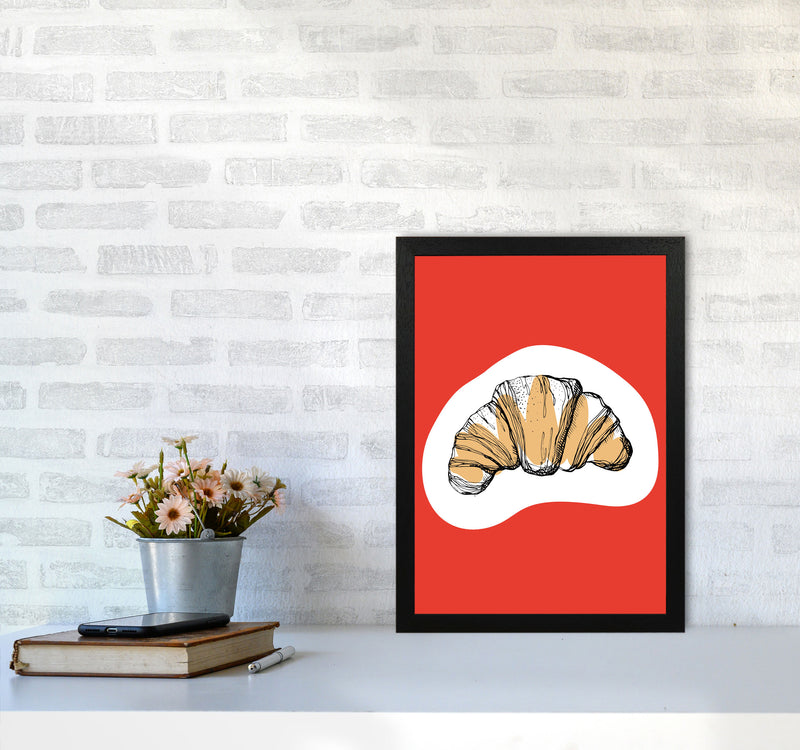 Kitchen Pop Croissant Red Art Print by Pixy Paper A3 White Frame