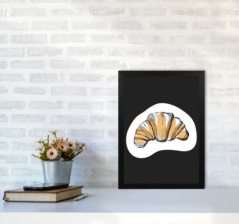 Kitchen Pop Croissant Off Black Art Print by Pixy Paper A3 White Frame