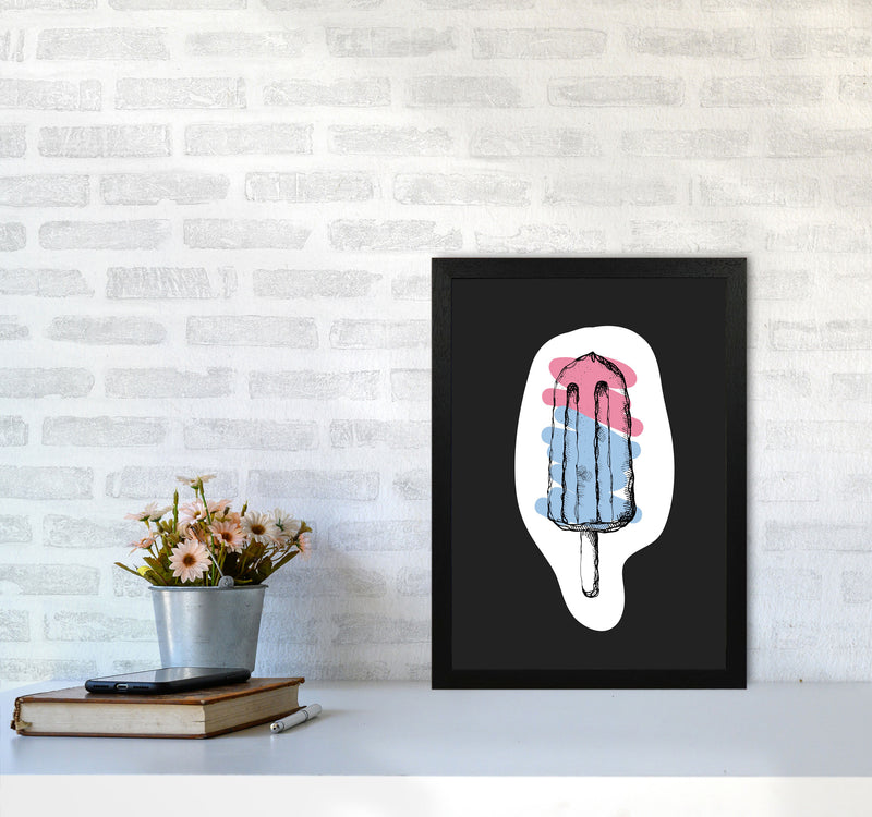 Kitchen Pop Ice Lolly Off Black Art Print by Pixy Paper A3 White Frame