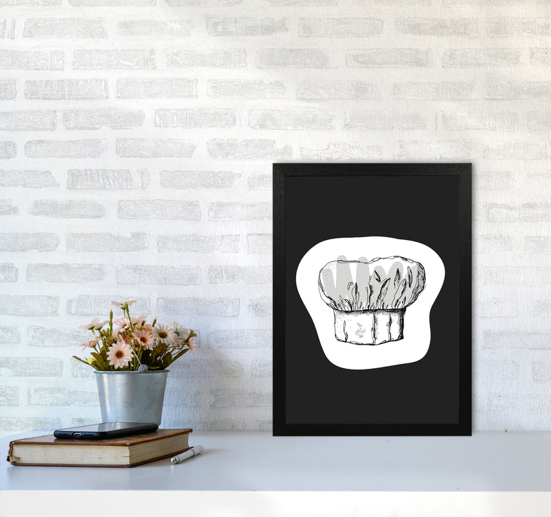 Kitchen Pop Chef's Hat Off Black Art Print by Pixy Paper A3 White Frame