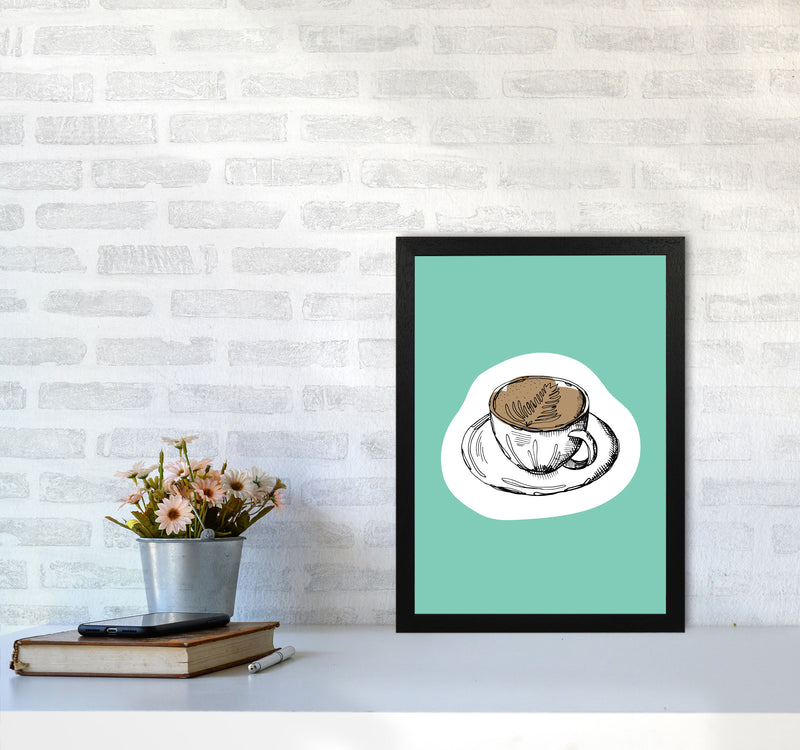 Kitchen Pop Coffee Mint Art Print by Pixy Paper A3 White Frame