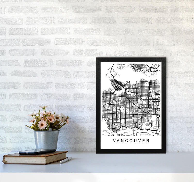 Vancouver Map Art Print by Pixy Paper A3 White Frame