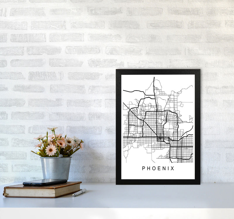 Phoenix Map Art Print by Pixy Paper A3 White Frame