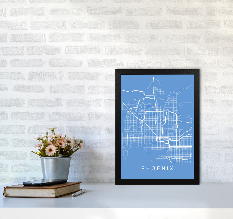 Phoenix Map Blueprint Art Print by Pixy Paper A3 White Frame