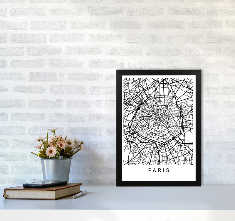 Paris Map Art Print by Pixy Paper A3 White Frame
