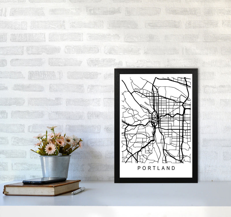 Portland Map Art Print by Pixy Paper A3 White Frame