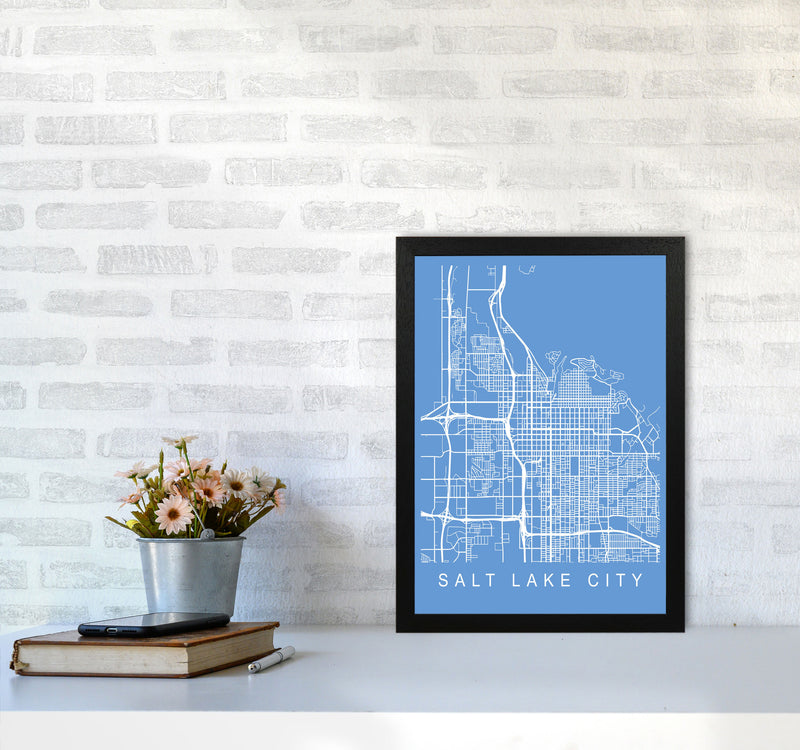 Salt Lake City Map Blueprint Art Print by Pixy Paper A3 White Frame