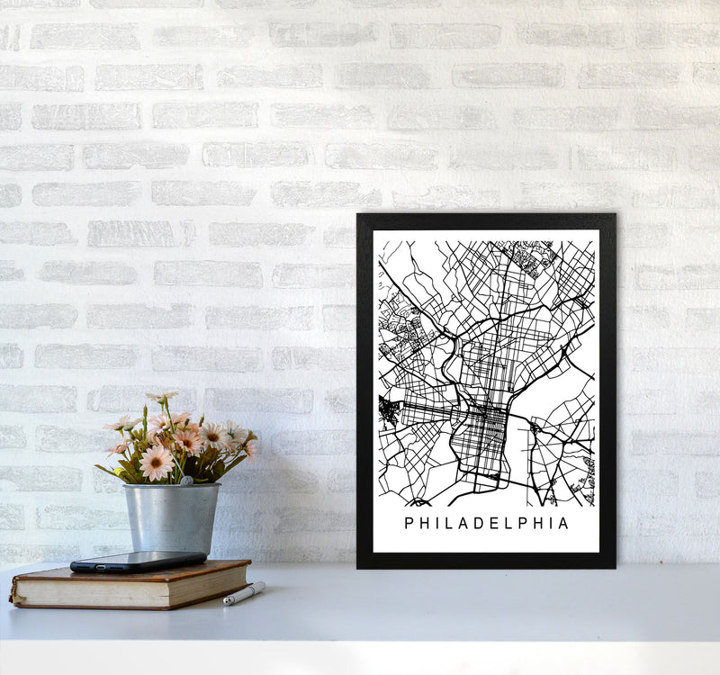 Philadelphia Map Art Print by Pixy Paper A3 White Frame