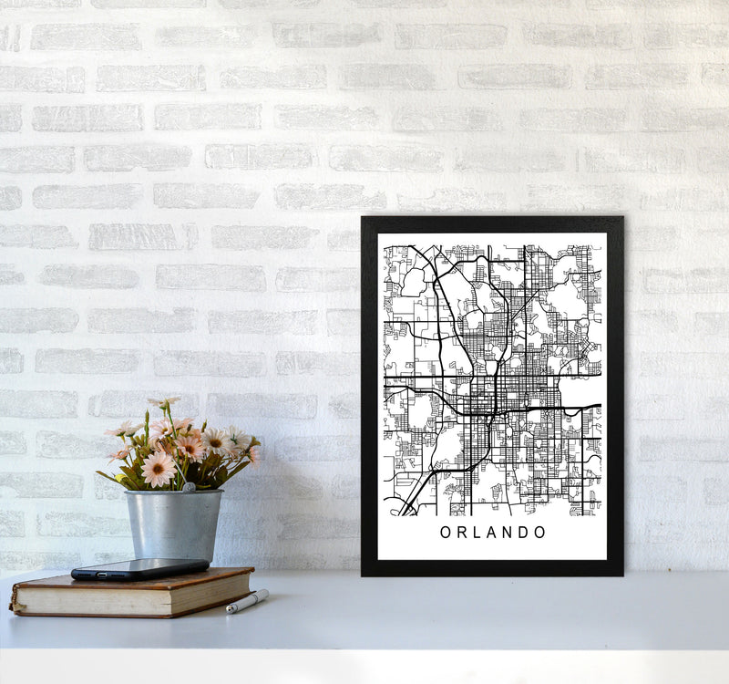 Orlando Map Art Print by Pixy Paper A3 White Frame