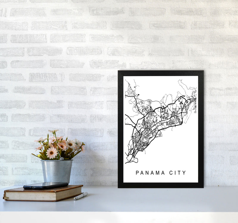Panama Map Art Print by Pixy Paper A3 White Frame