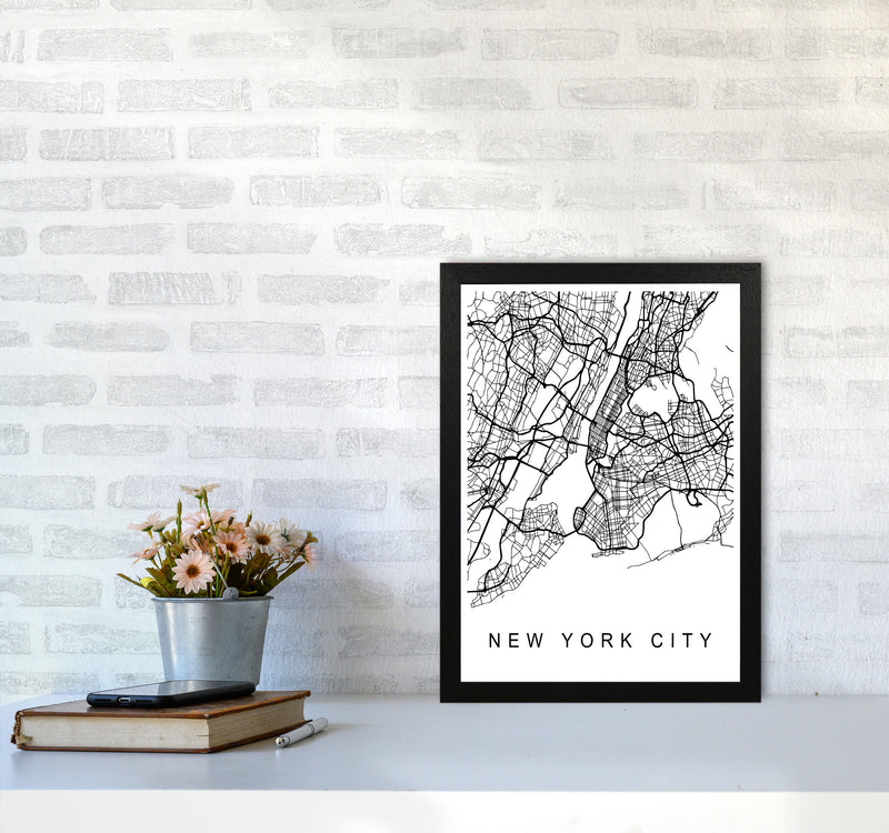 New York City Map Art Print by Pixy Paper A3 White Frame