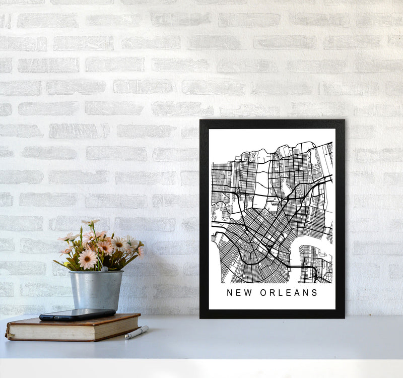 New Orleans Map Art Print by Pixy Paper A3 White Frame