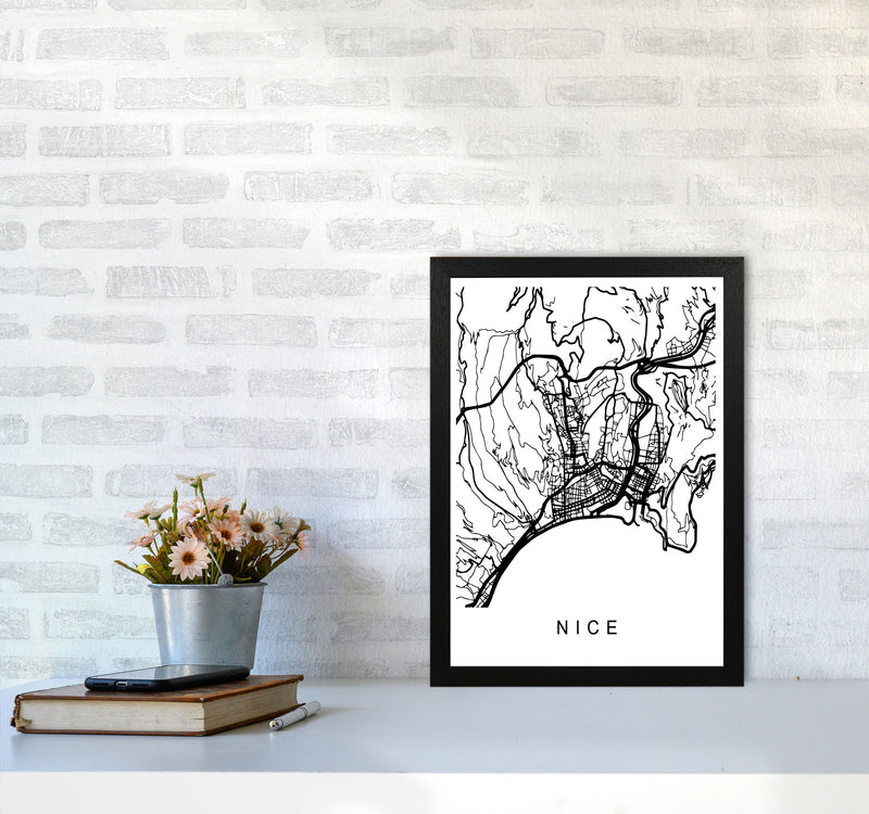 Nice Map Art Print by Pixy Paper A3 White Frame