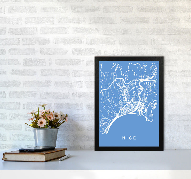 Nice Map Blueprint Art Print by Pixy Paper A3 White Frame