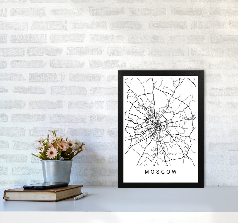 Moscow Map Art Print by Pixy Paper A3 White Frame