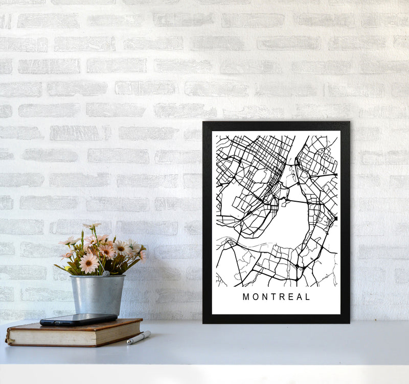 Montreal Map Art Print by Pixy Paper A3 White Frame