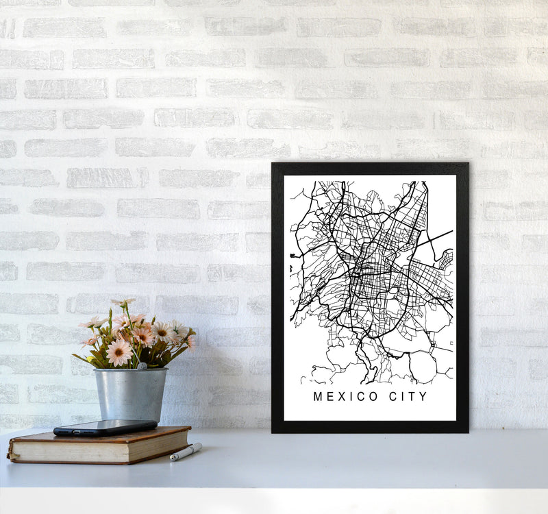 Mexico Map Art Print by Pixy Paper A3 White Frame