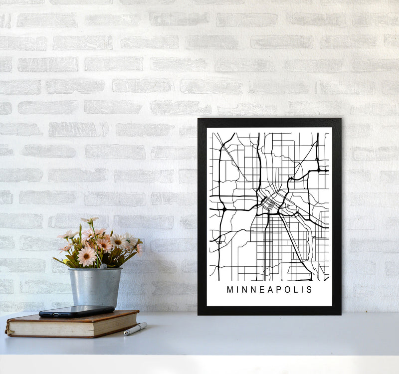 Minneapolis Map Art Print by Pixy Paper A3 White Frame