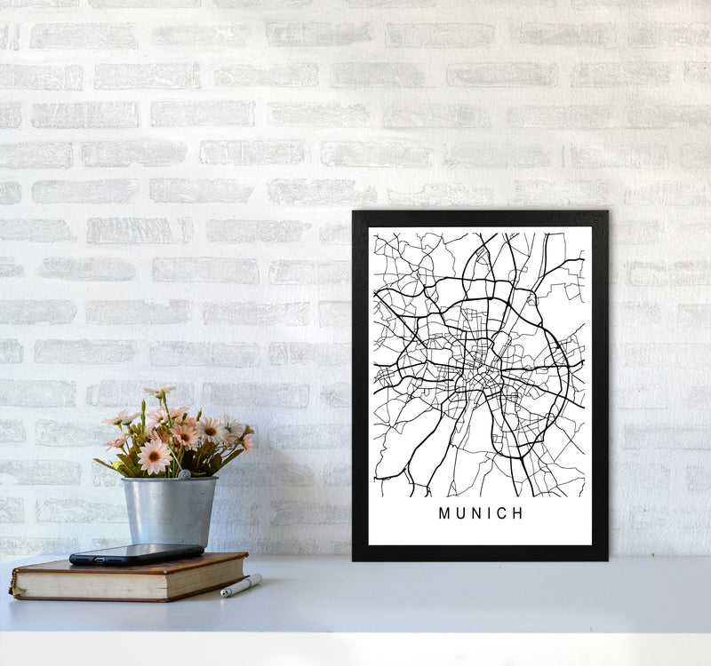 Munich Map Art Print by Pixy Paper A3 White Frame