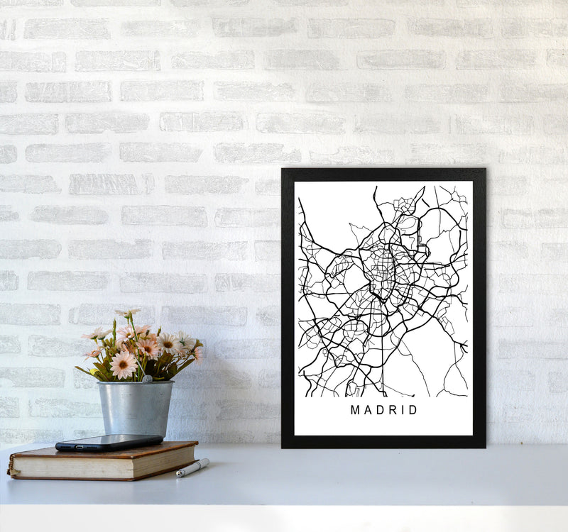 Madrid Map Art Print by Pixy Paper A3 White Frame