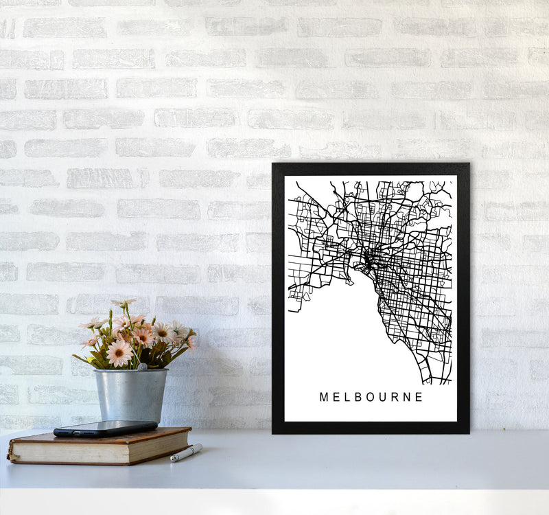 Melbourne Map Art Print by Pixy Paper A3 White Frame