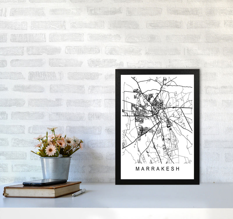 Marrakesh Map Art Print by Pixy Paper A3 White Frame