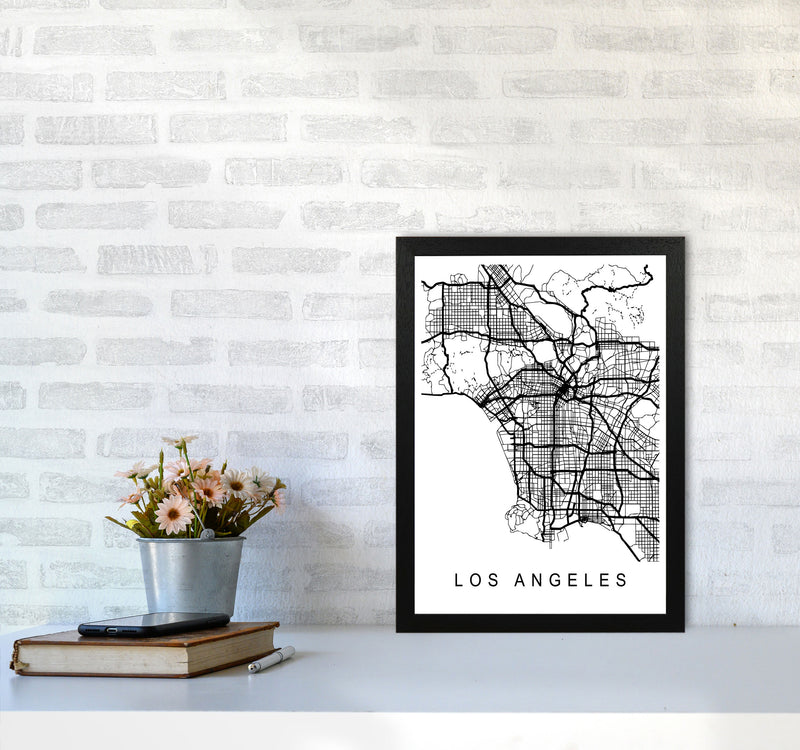 Los Angeles Map Art Print by Pixy Paper A3 White Frame