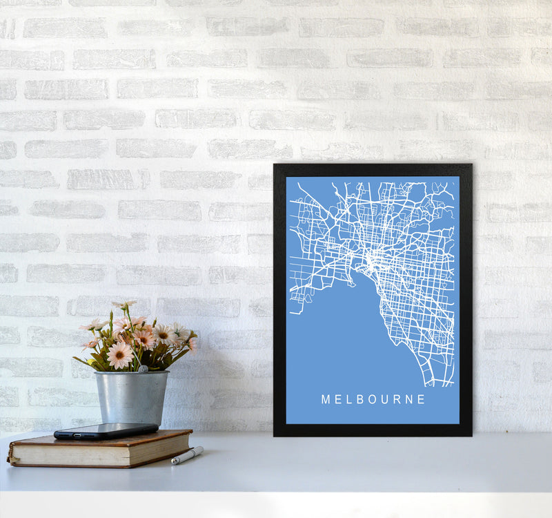Melbourne Map Blueprint Art Print by Pixy Paper A3 White Frame