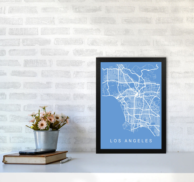Los Angeles Map Blueprint Art Print by Pixy Paper A3 White Frame