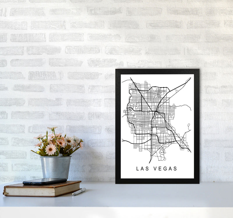 Las Vegas Map Art Print by Pixy Paper A3 White Frame