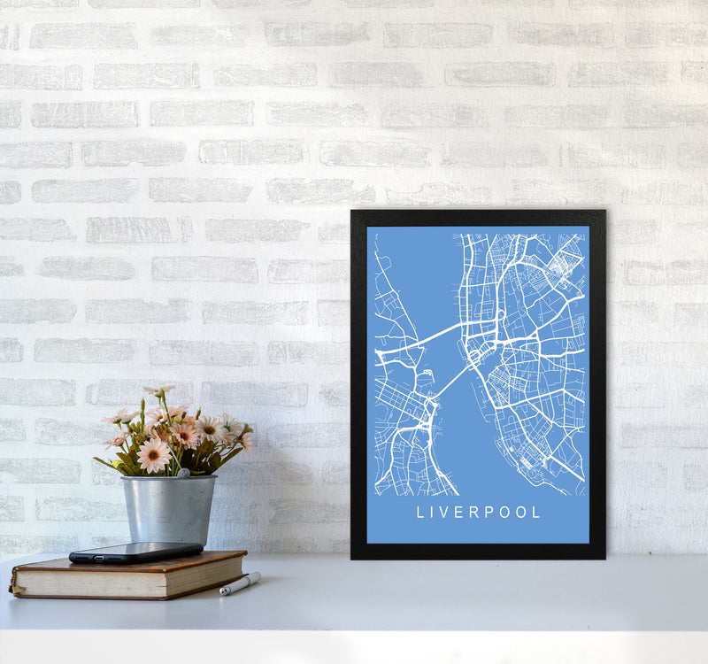 Liverpool Map Blueprint Art Print by Pixy Paper A3 White Frame