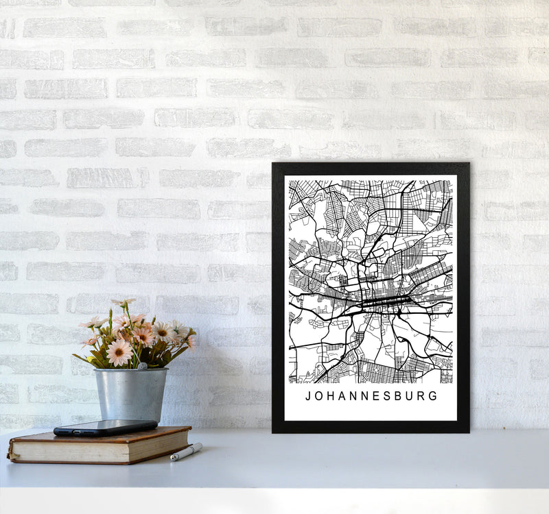 Johannesburg Map Art Print by Pixy Paper A3 White Frame