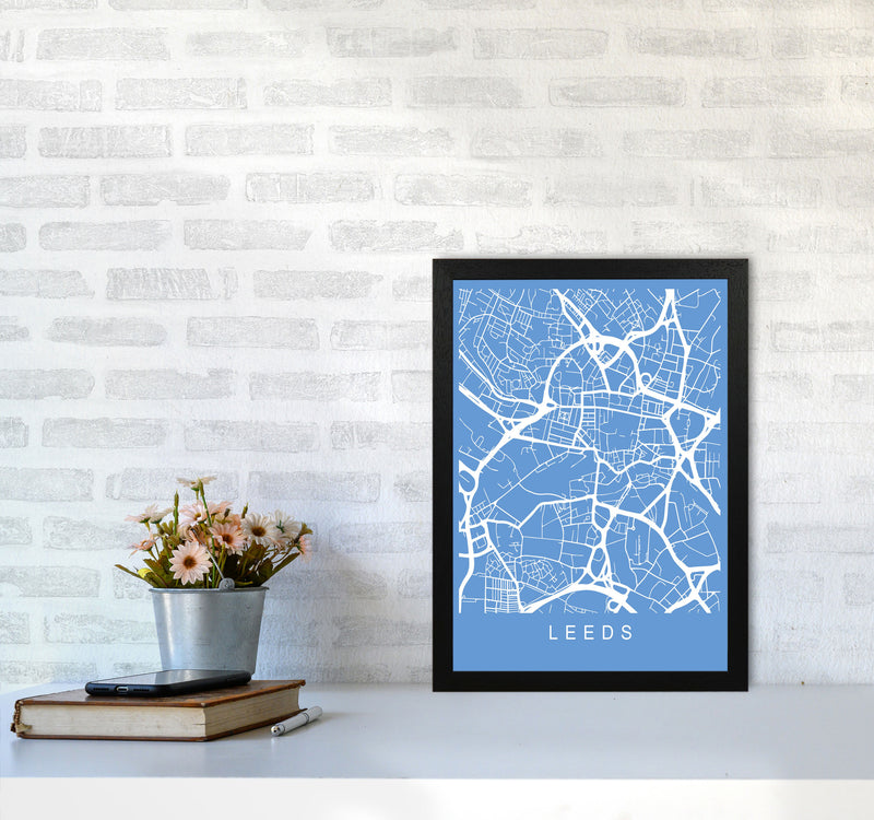 Leeds Map Blueprint Art Print by Pixy Paper A3 White Frame
