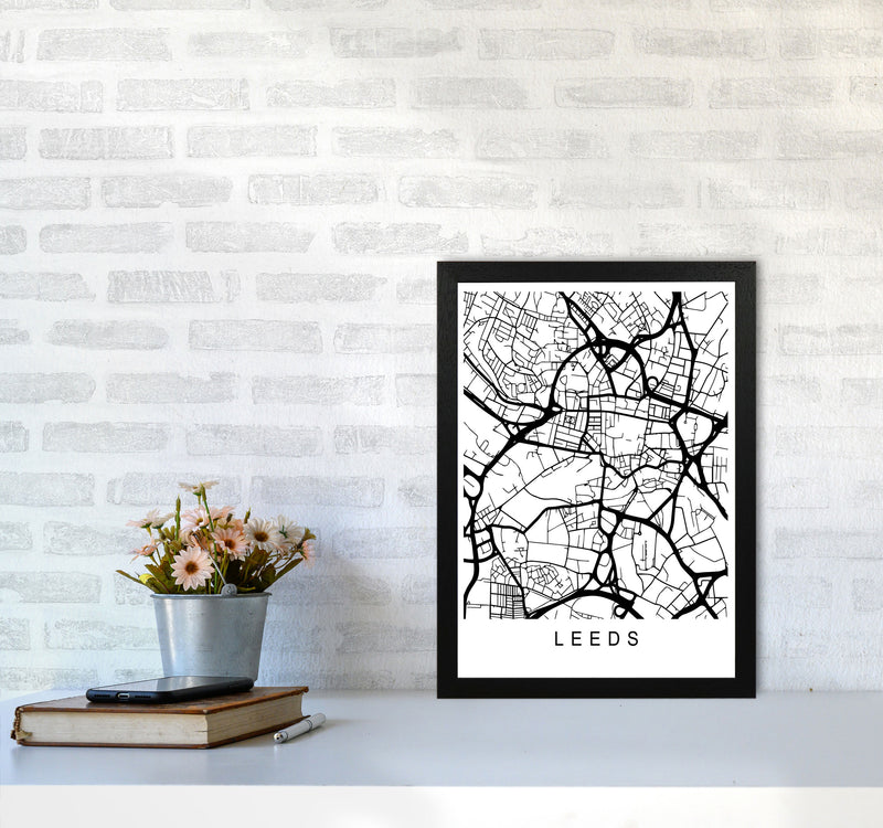 Leeds Map Art Print by Pixy Paper A3 White Frame