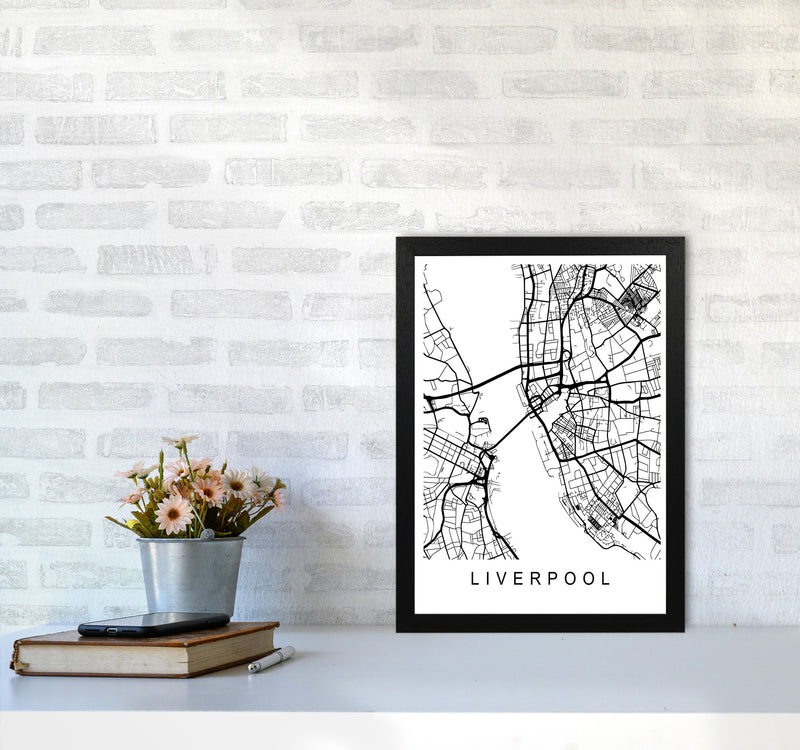 Liverpool Map Art Print by Pixy Paper A3 White Frame