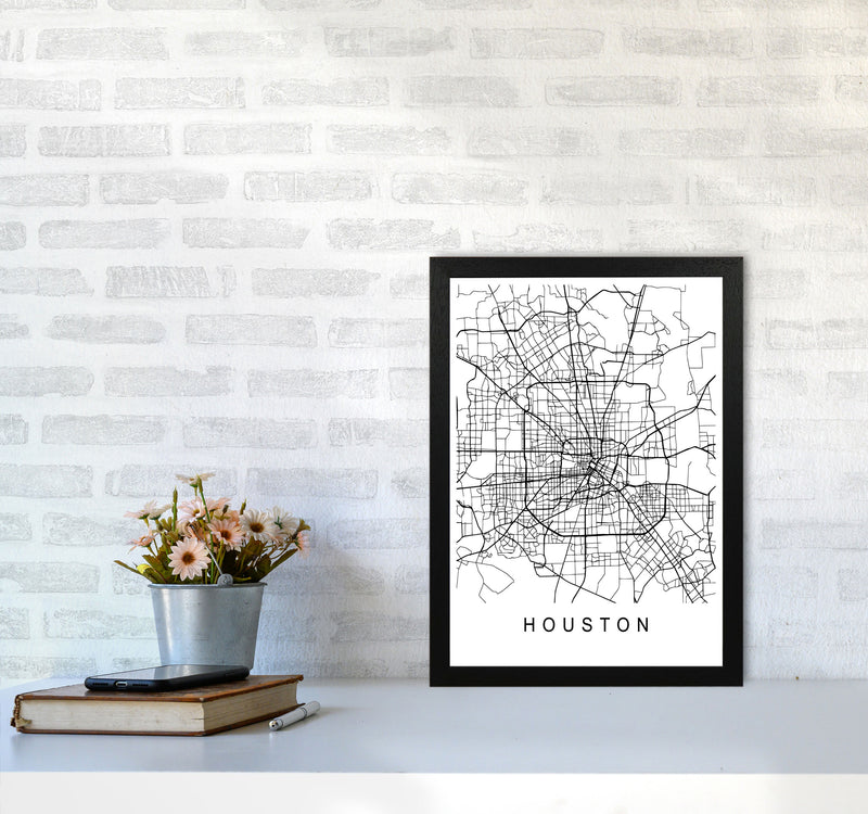 Houston Map Art Print by Pixy Paper A3 White Frame