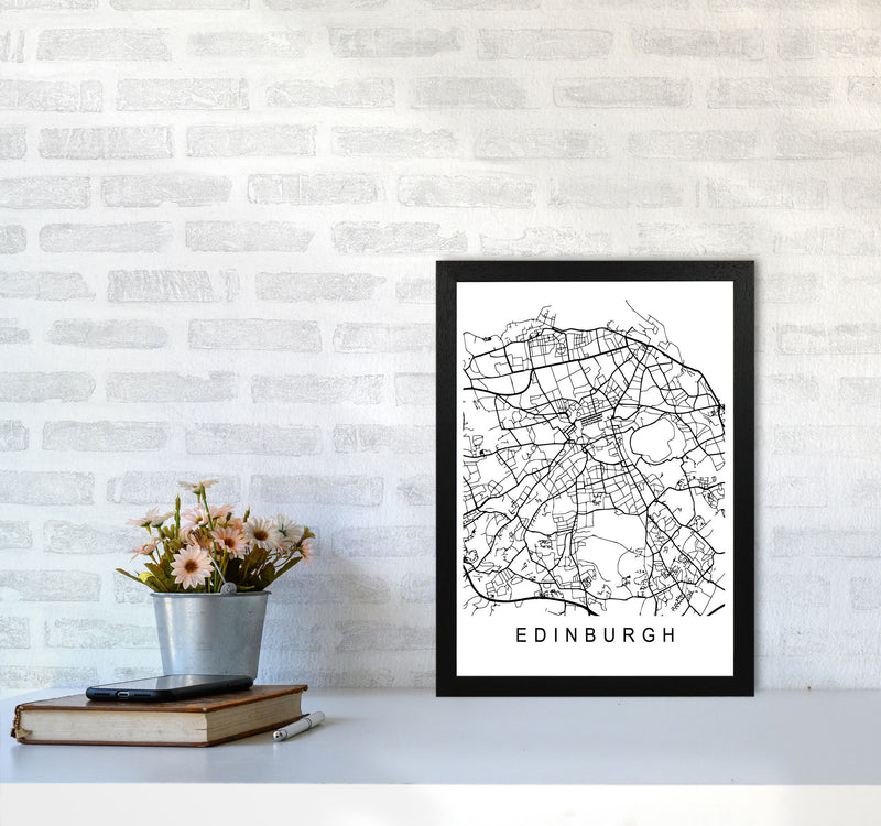 Edinburgh Map Art Print by Pixy Paper A3 White Frame