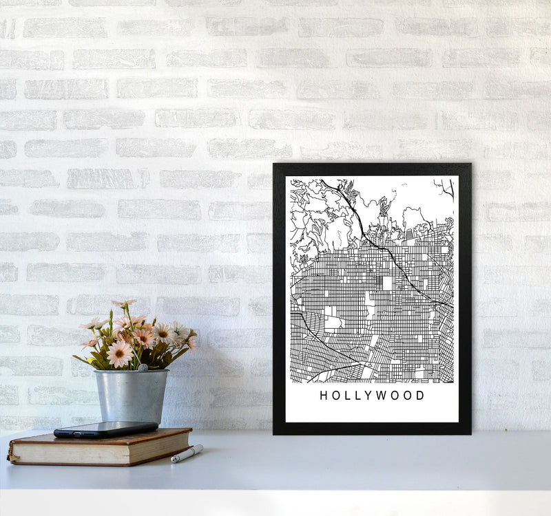 Hollywood Map Art Print by Pixy Paper A3 White Frame