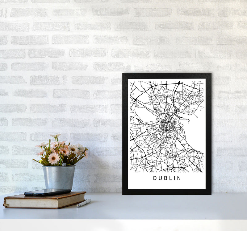 Dublin Map Art Print by Pixy Paper A3 White Frame