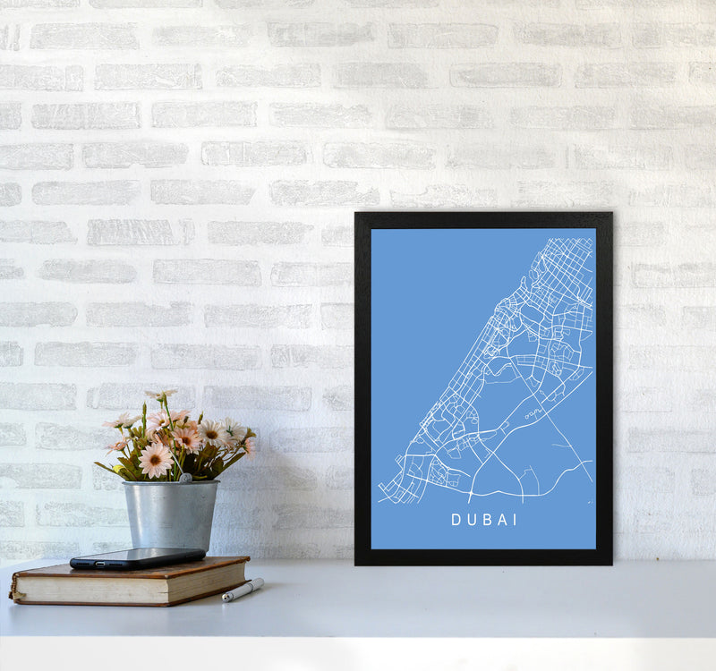 Dubai Map Blueprint Art Print by Pixy Paper A3 White Frame
