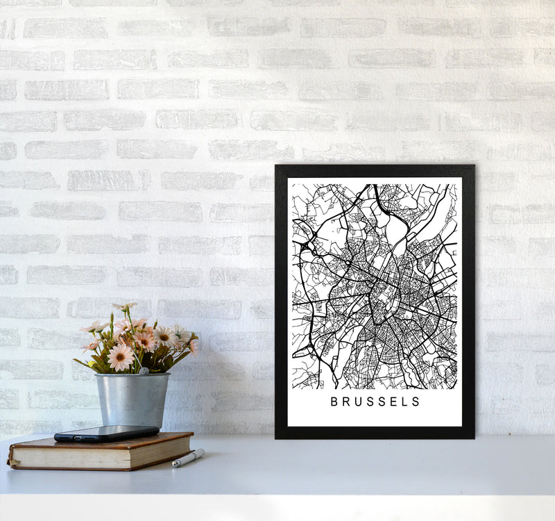 Brussels Map Art Print by Pixy Paper A3 White Frame