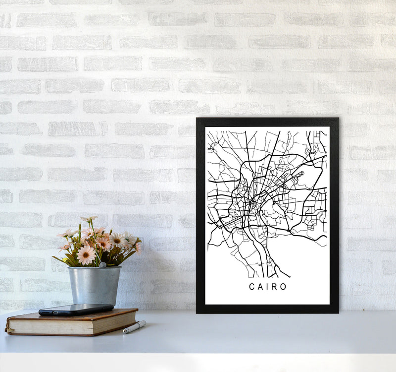 Cairo Map Art Print by Pixy Paper A3 White Frame
