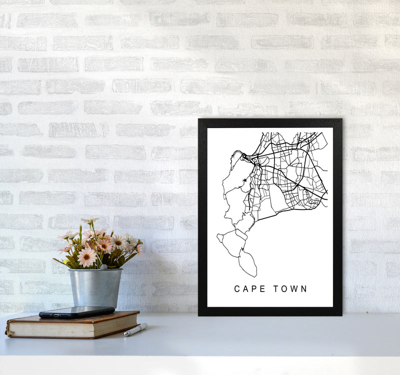 Cape Town Map Art Print by Pixy Paper A3 White Frame