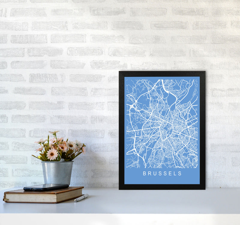 Brussels Map Blueprint Art Print by Pixy Paper A3 White Frame